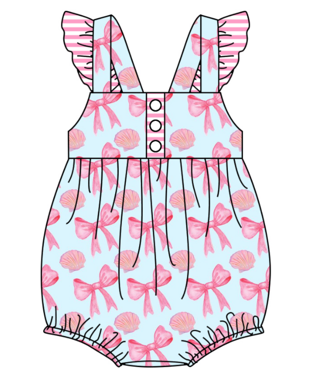 Baby Girl Short Sleeves Bows Sibling Romper Dress Clothes Set ( Moq 5 Each Design )