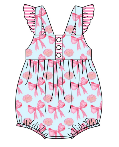 Baby Girl Short Sleeves Bows Sibling Romper Dress Clothes Set ( Moq 5 Each Design )