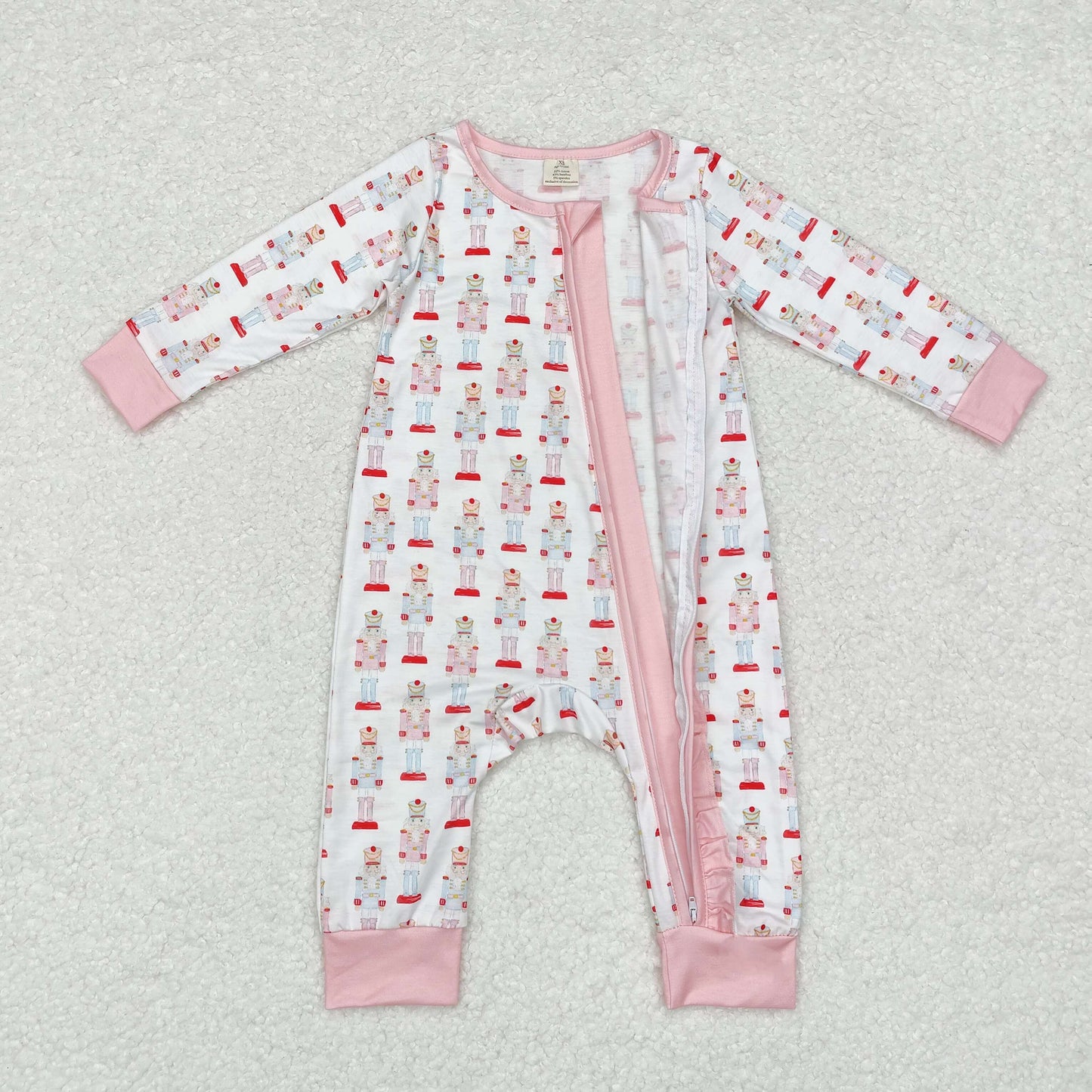 Pre-order Baby Girl Christmas Soldier Zipper Pink Romper