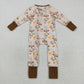 Baby Girl Long Sleeves Pumpkins Bows Flower Zipper Fall Romper RTS