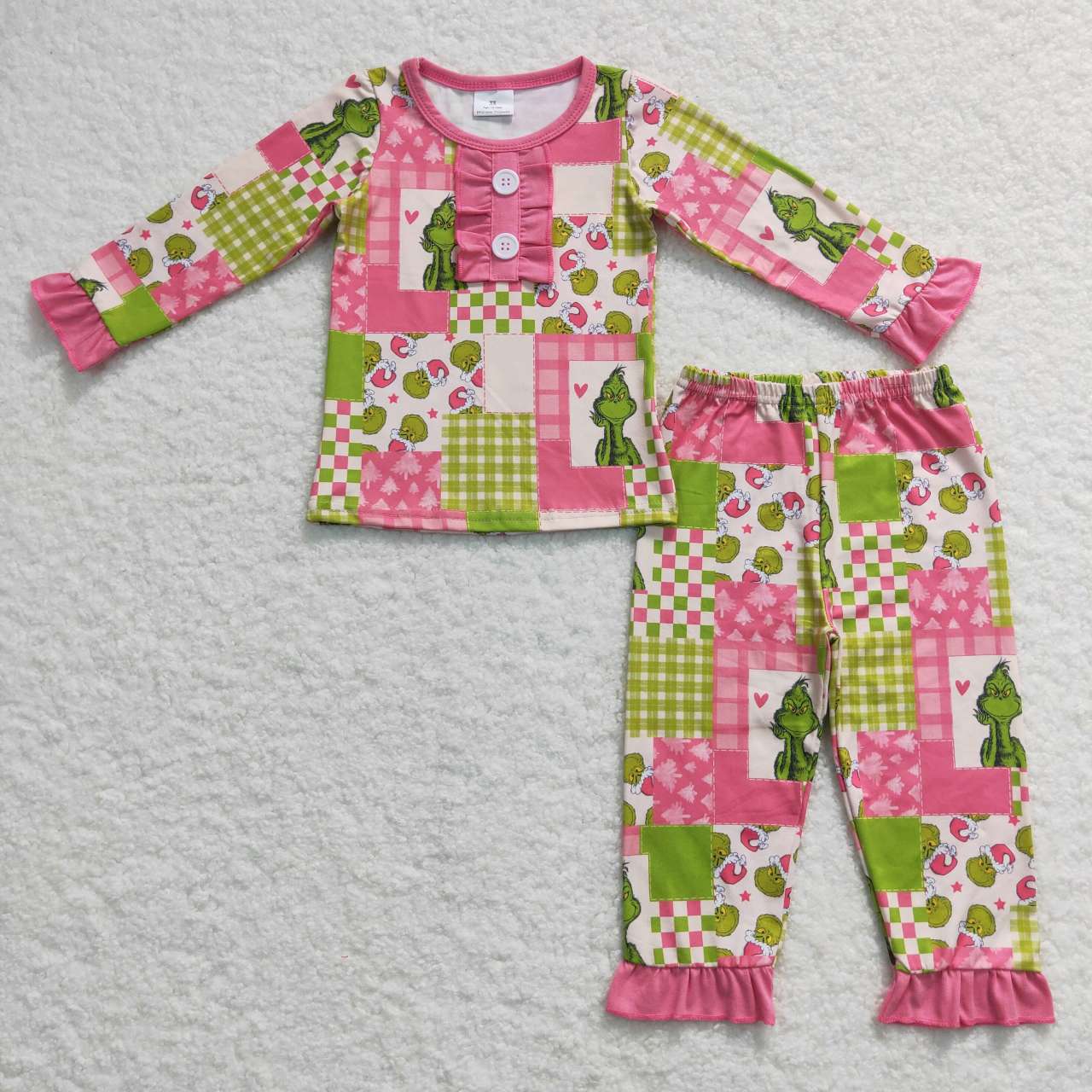 GLP0846 Baby Girl Long Sleeves Christmas Pants Face Pajamas Outfit