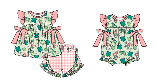 Baby Girl Short Sleeves St Patrick Sibling Romper Clothes Set ( Moq 5 Each style ) 12.4