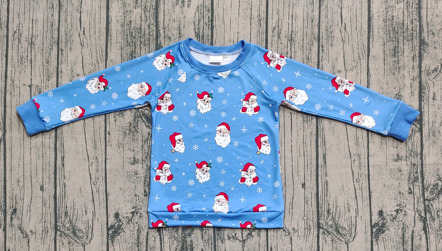 Baby Boy Long Sleeves Santa Christmas Blue Tee Shirt Tops RTS