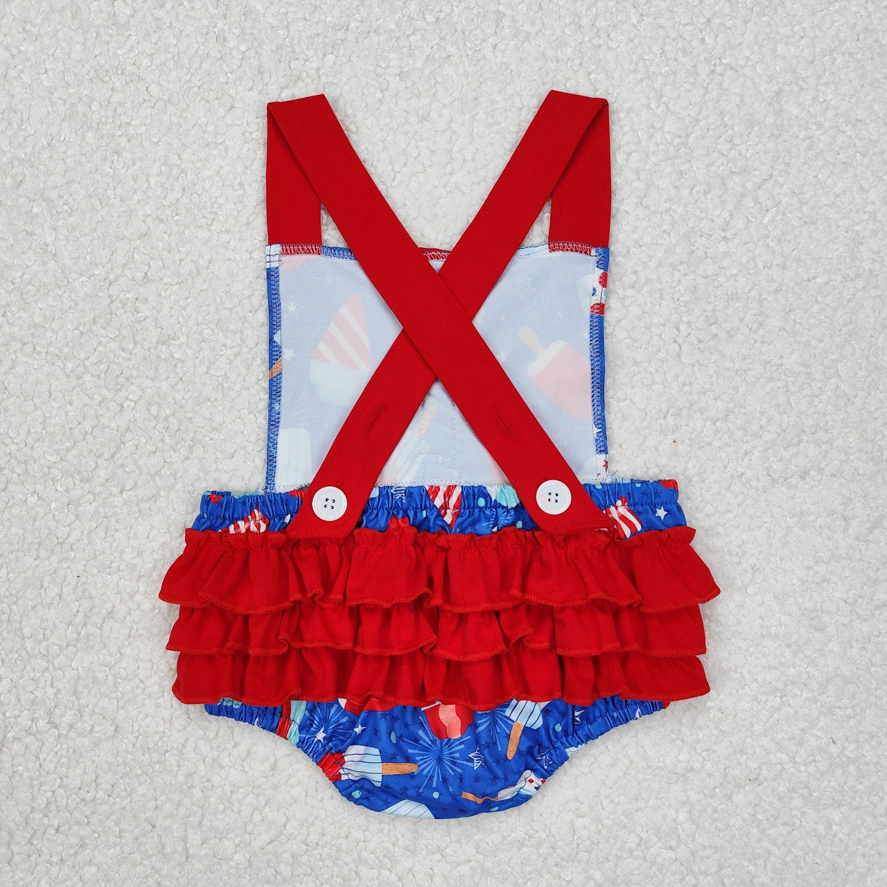 Baby Girl Popsicle July 4th Bubble Ruffle Romper