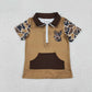 Baby Boys Camo Short Sleeves Deer Zipper Pocket Brown Pullover Shirt RTS