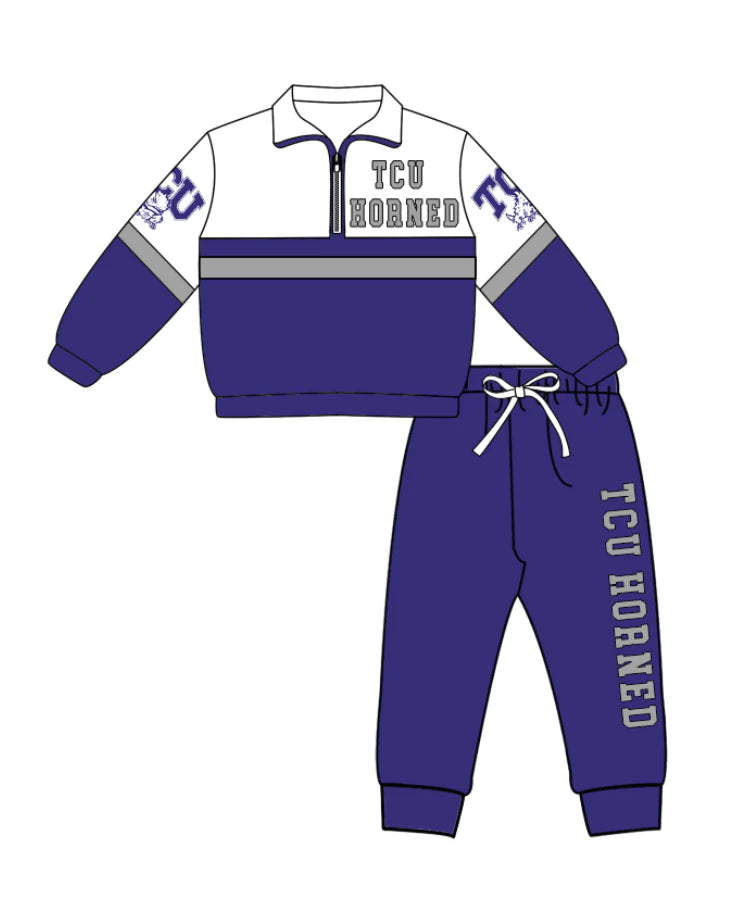 ( Moq 5 ) Baby Boys Toddler Long Sleeves Zipper Pullover Jogger Pants Team Clothes Blue Outfit