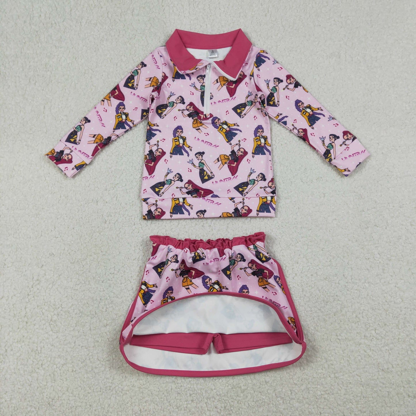 Sibling Baby Girls Kids Short Sleeves Music Character Dress Sets Clothes RTS
