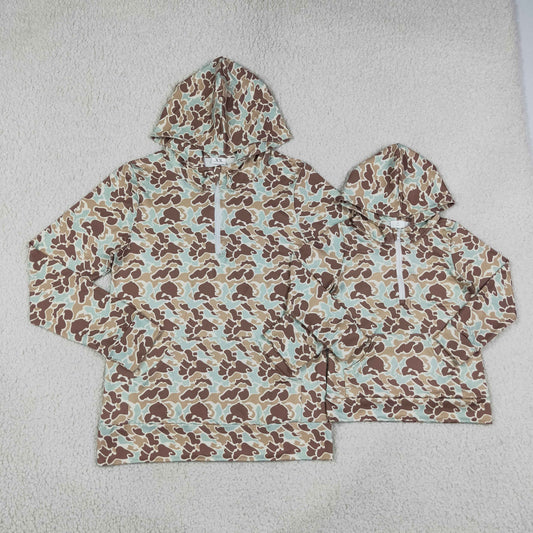 Sibling Baby Boys Adult Woman Zipper Hoodie Pockets Hunting Pullovers Shirts Camo Clothes RTS