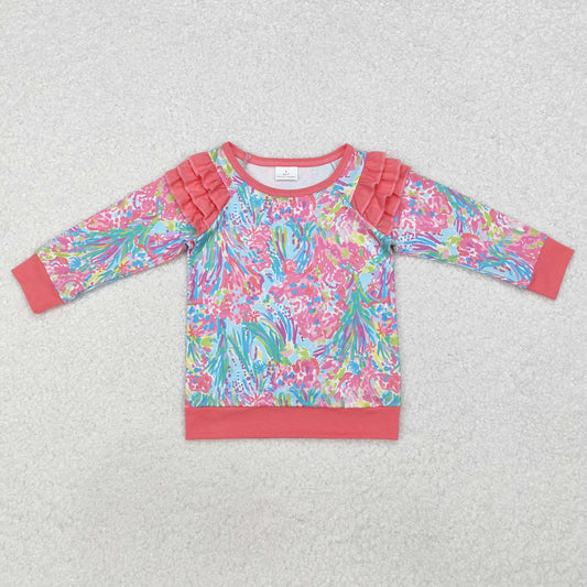 Baby Girl Long Sleeves Seaweed Tee Ruffle Shirt