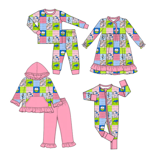 ( Moq 5 Each Style ) Baby Girls Kids Long Sleeves Fishing Sibling Romper Dress Sets Clothing