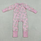 Baby Girls Long Sleeves Donuts Hearts Pink Zipper Valentines Sleeper Romper RTS