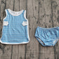 Baby Boys Kids Blue Plaid Tops Bummie Shorts Set Summer Clothes RTS