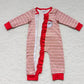 LR0442 Baby Boy Embroidery Christmas Santa Stirpes Zip Romper