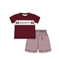 ( Moq 5 ) Baby Boys Toddler Short Sleeves M Shirt Dark Red Stripes Shorts Team Summer Set