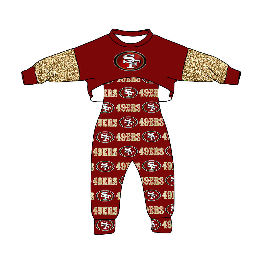 Baby Girl SF Football Team Top Jumpsuit Two Pieces Set