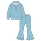 (Moq 5 ) Preorder Baby Girls Kids Long Sleeves Zipper Shirts Pants Sets Clothes RTS