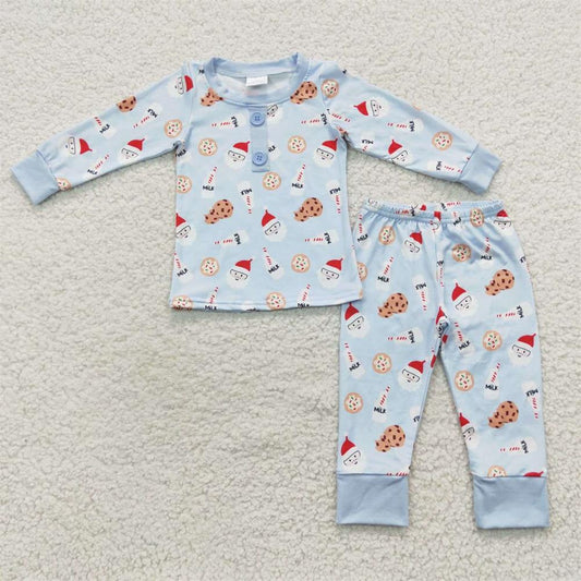 BLP0238 Baby Boy Christmas Long Sleeves Santa Cake Shirt Pants Outfit Pajamas