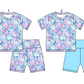 Baby Girl Short Sleeves Flower Blue Shorts Sibling Sports Summer Set ( Moq 5 Each Style ) 2.18