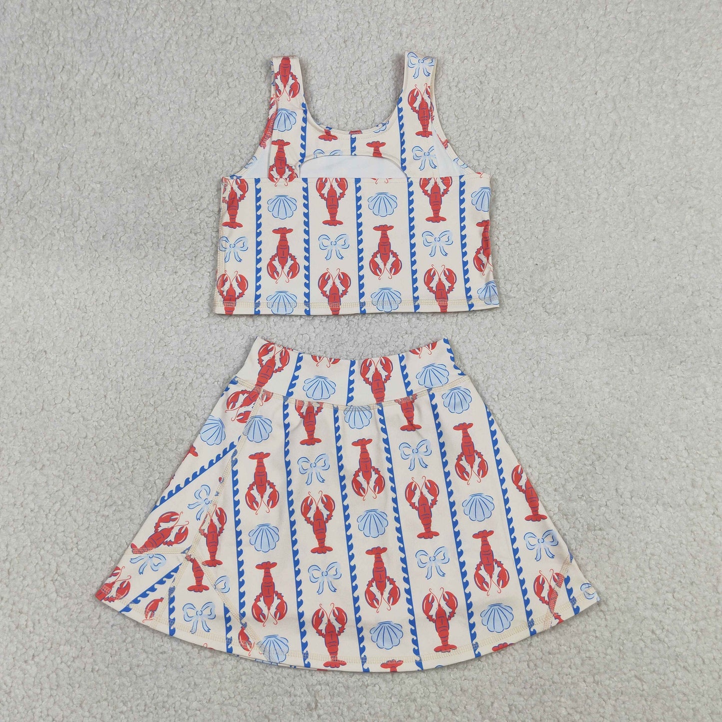 Sibling Baby Girls Kids Crawfish Baseball Bows Tops Shorts Skirt Skort Yoga Active Sets Clothes RTS