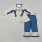 Sibling Baby Boys Girls Embroidery turkey Pumpkins Plaid Thanksgiving Fall Romper Set RTS