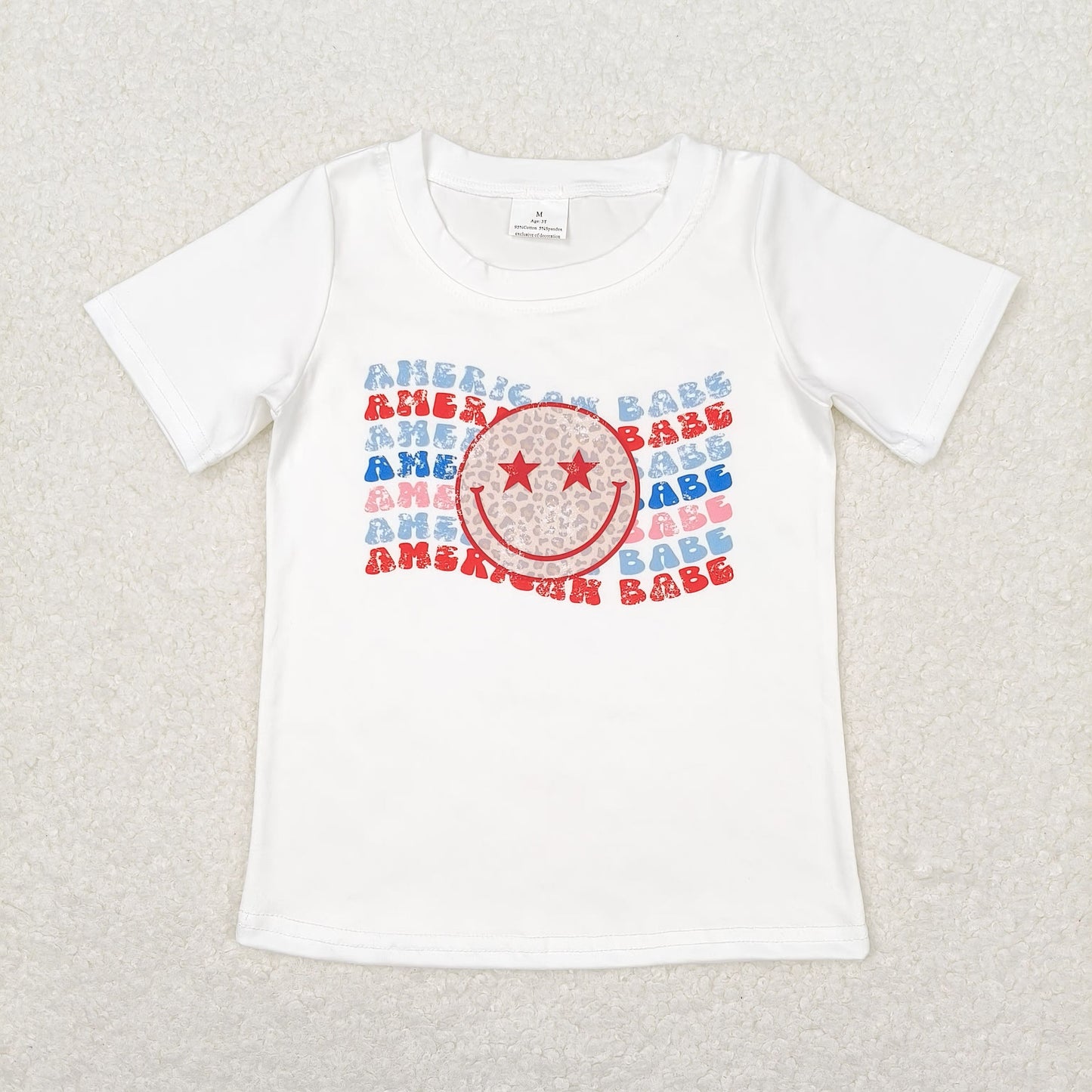 Baby Girl July 4th White Short Sleeves Smile Tops Shirt