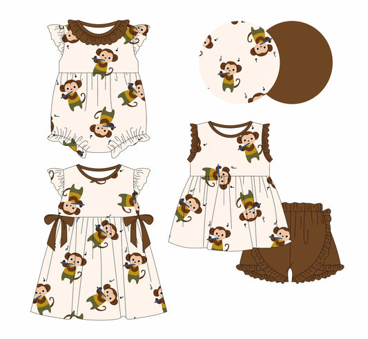 Baby Girl Monkeys Sibling Romper Dress Set ( Moq 5 Each Style ) 1.13