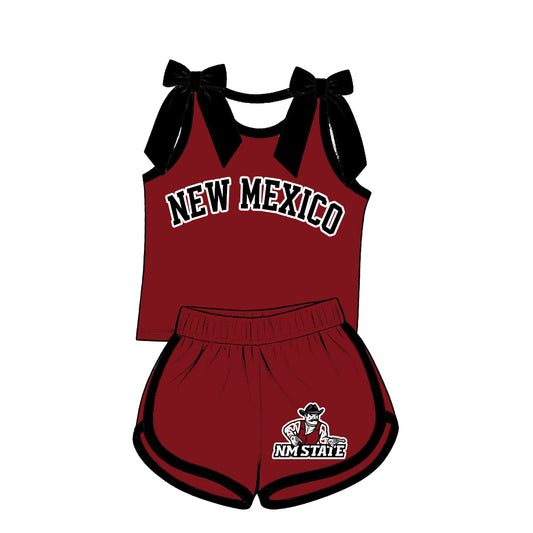 ( Moq 5 ) Baby Girls Kids Sleeveless Bows Shirt Shorts Team Set Clothes