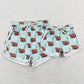 SS0128 Adult Women Western Cow Print Summer Blue Running Shorts