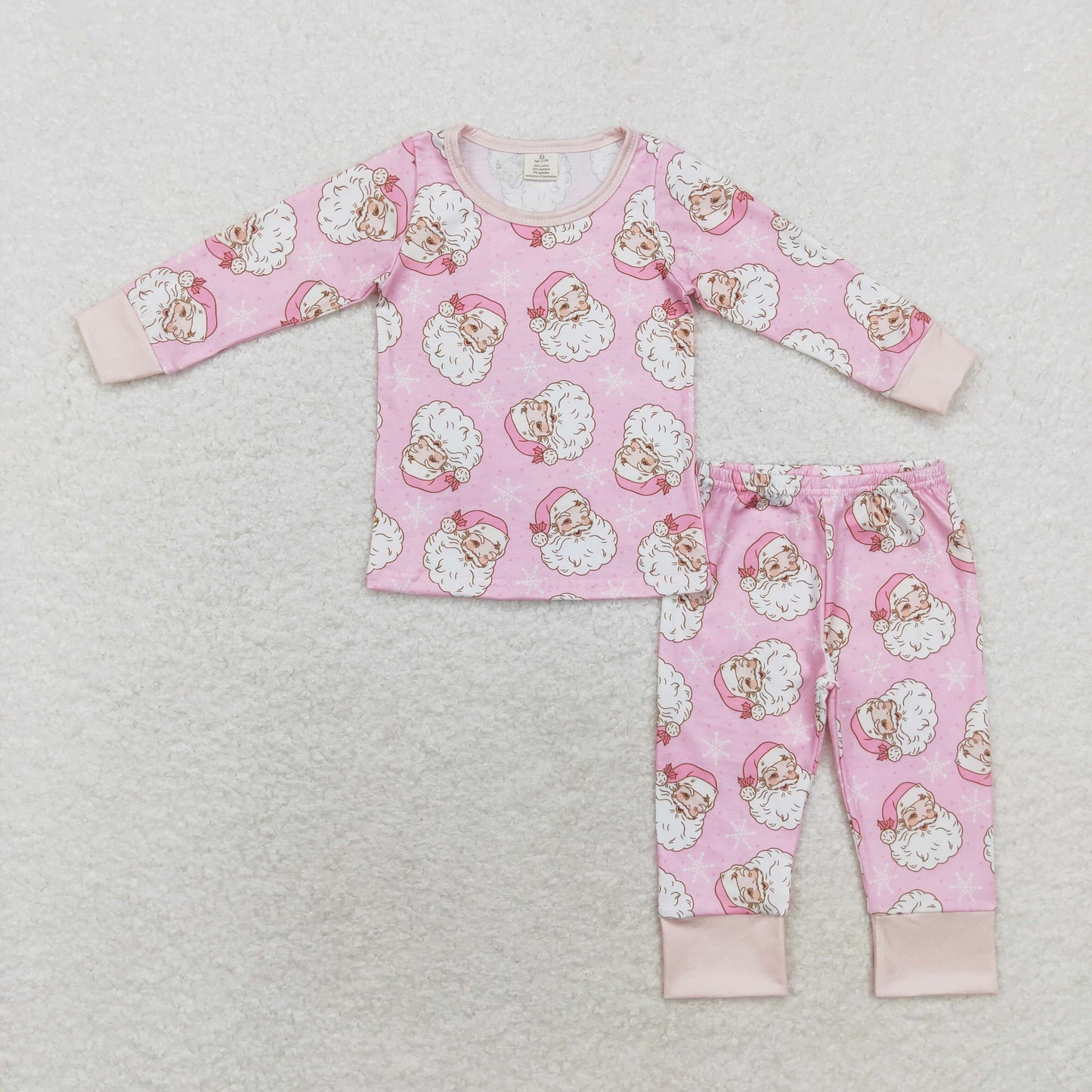 Baby Girl Christmas Santa Snowflake Pink Shirt Pants Pajamas Set