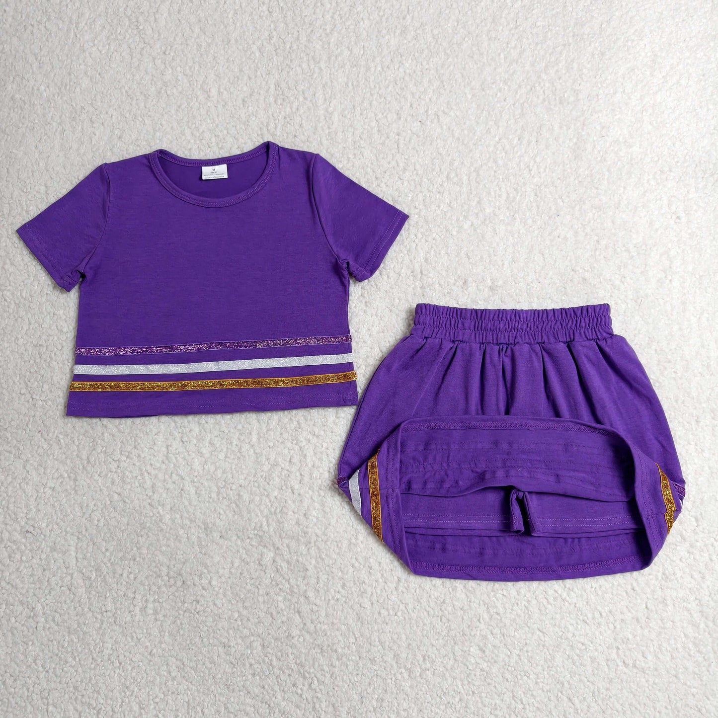 Sibling Baby Girls Kids Short Sleeves Stripes Shirts Skirts Shorts Summer Sets Clothes RTS