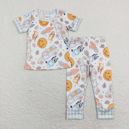 BSPO0301 Easter Baby Boy Short Sleeves Dogs Carrots Eggs Shirt Pants Pajamas Set