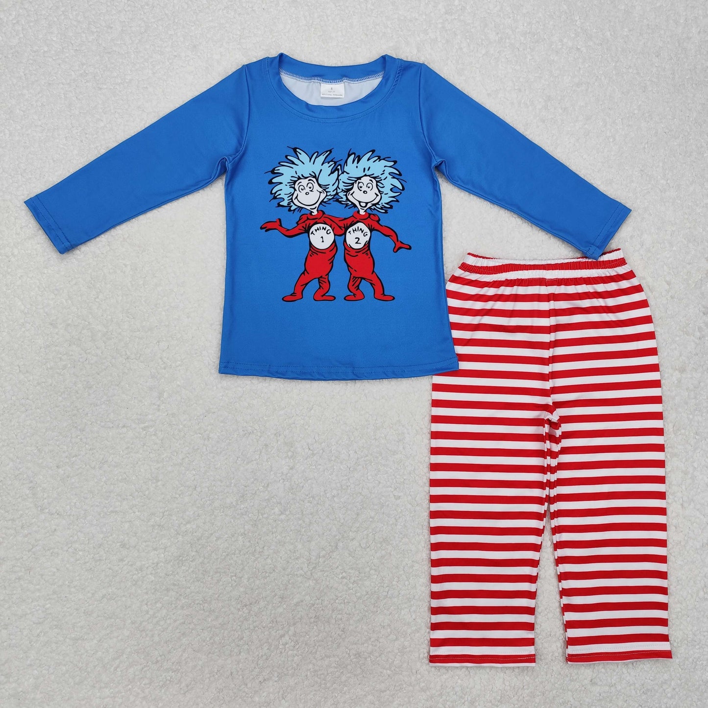 RTS Baby Boy Long Sleeves Blue Shirt Stripes Pants Dr Reading Clothes Set