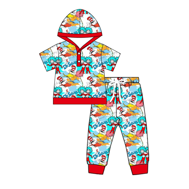 Baby Boy Short Sleeves Hoodie Shirt Pants Dr Reading Set Moq 5