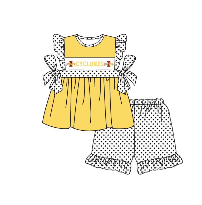 ( Moq 5 Each Style ) Baby Boys Girls Short Sleeves Team Sibling Yellow Romper Dress Set