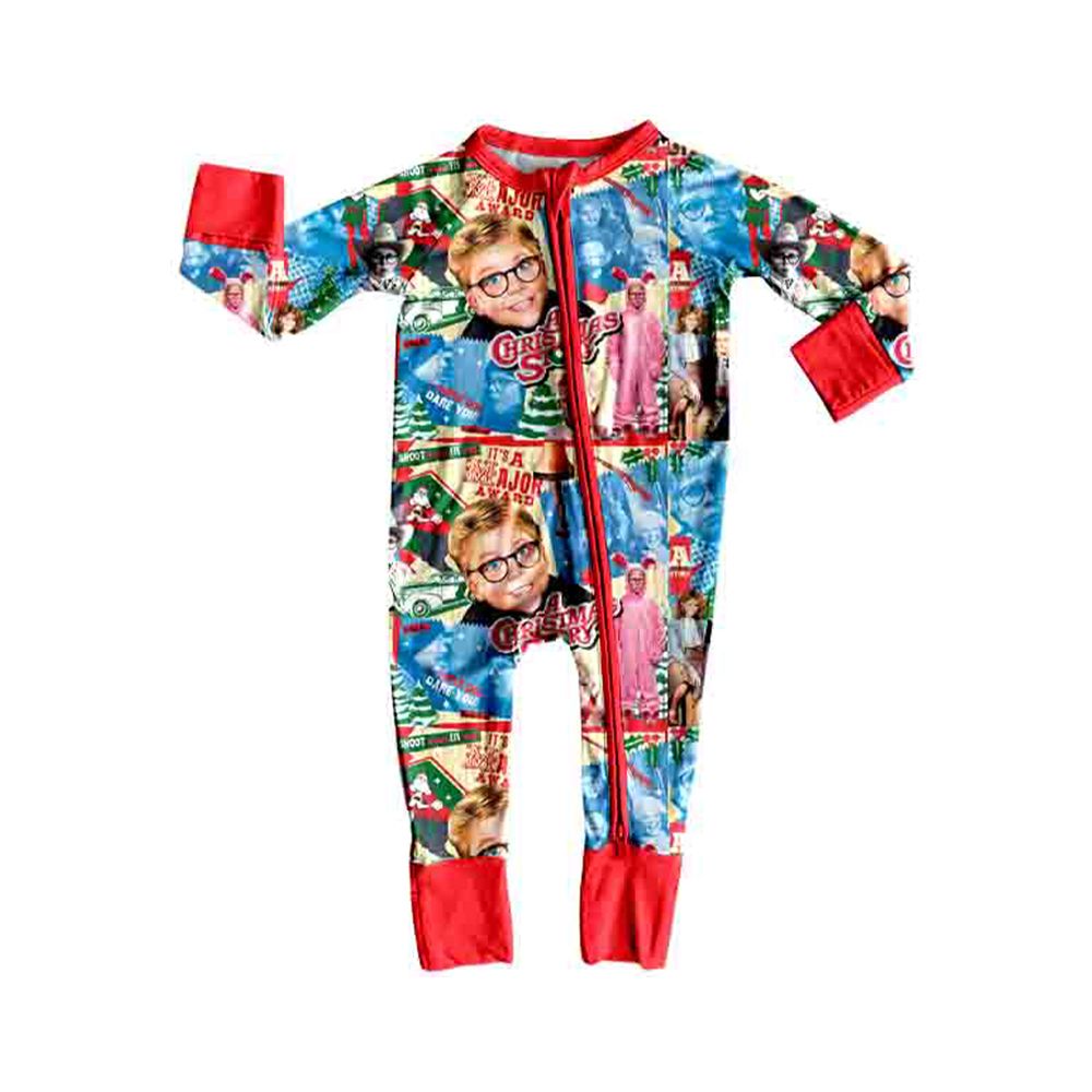 ( Moq 5 ) Preorder Baby Boys Kids Long Sleeves Christmas Footie Zipper Sleeper Romper Clothes