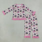 Baby Girls Kids Long Sleeves Pumpkins Pink Bows Shirt Pants Set Fall Pajamas Clothes RTS