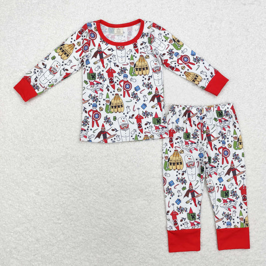 Baby Boy Christmas Cartoon Shirt Pants Pajamas Bamboo Set