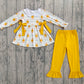 Baby Girl Long Sleeves Pumpkins Flower Bows Tunic Orange Pants Fall Set RTS