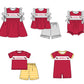 ( Moq 5 ) Baby Girls Toddler Short Sleeves Team Knee Length Ruffle Red Dress