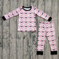 Baby Girl Long Sleeves Pumpkins Ghost Bats Shirt Pants Halloween Pajamas Set RTS