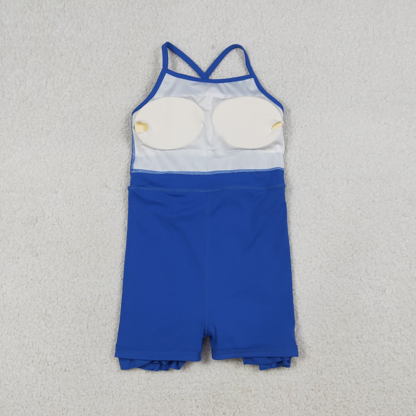 Baby Girls Kids Straps Blue Yoga Active Shorts Knee Length Ruffle Dress RTS