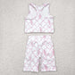 Baby Girl Sleeveless Pink Bow Tops Shorts Yoga Active Wear Clothes Set RTS