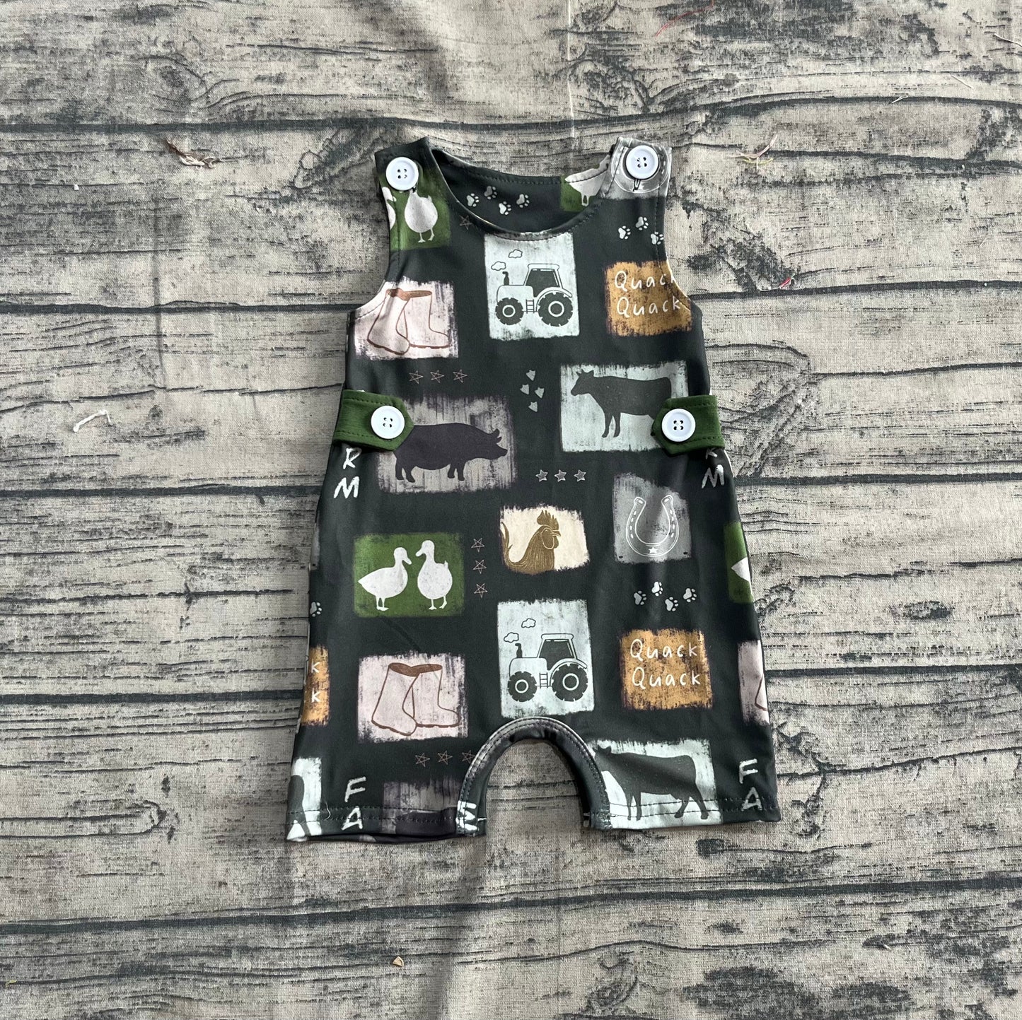 Baby Boy Infant Sleeveless Farm Animals Romper RTS
