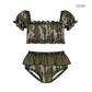 ( Moq 5 ) Preorder Baby Girls Kids Short Sleeves Camo Tops Brown Ruffle Shorts Set Swimsuit
