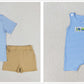 Baby Boy Summer Embroidery Constructions Blue Stripes Set Romper Sibling Clothes