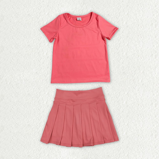 Baby Girls Kids Short Sleeves Shirt Skirt Shorts Yoga Active Set Clothes RTS