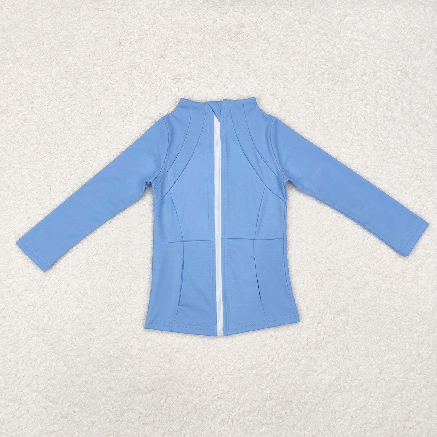 Baby Girl Blue Pocket Yoga Sports Zipper Jacket Tops