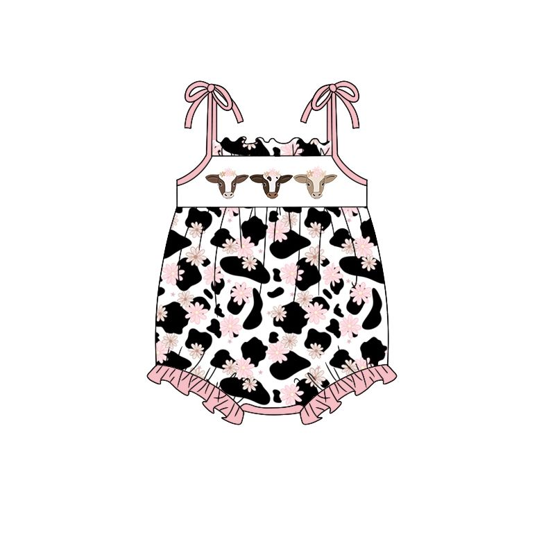 Moq 3 Pre-order SR1296 Baby Girl Cow floral Summer One Piece Romper