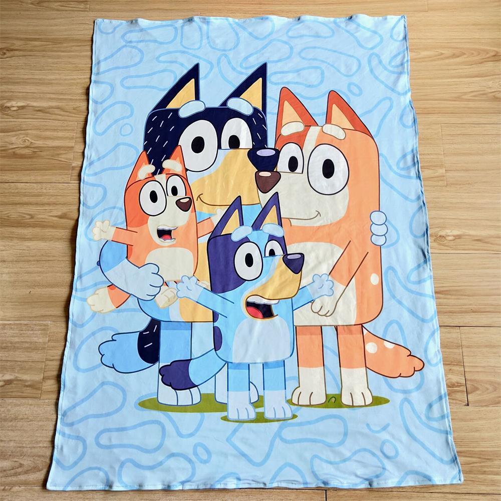 6 A19-1 Baby Kids Dog Blue Blanket