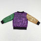 BT0451 Baby Kids Long Sleeves Mardi Gras Zipper Sequins Coat Jacket